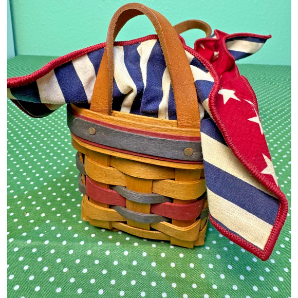 Longaberger 1993 All-Star Basket 14494 Protector Reversible Flag Liner Leather - Picture 2 of 5